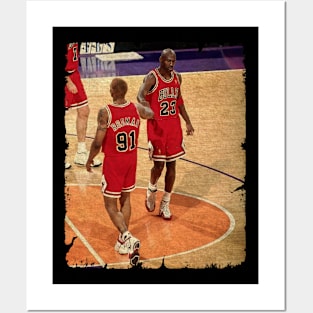 Michael Jordan and Dennis Rodman on Chicago Bulls Posters and Art